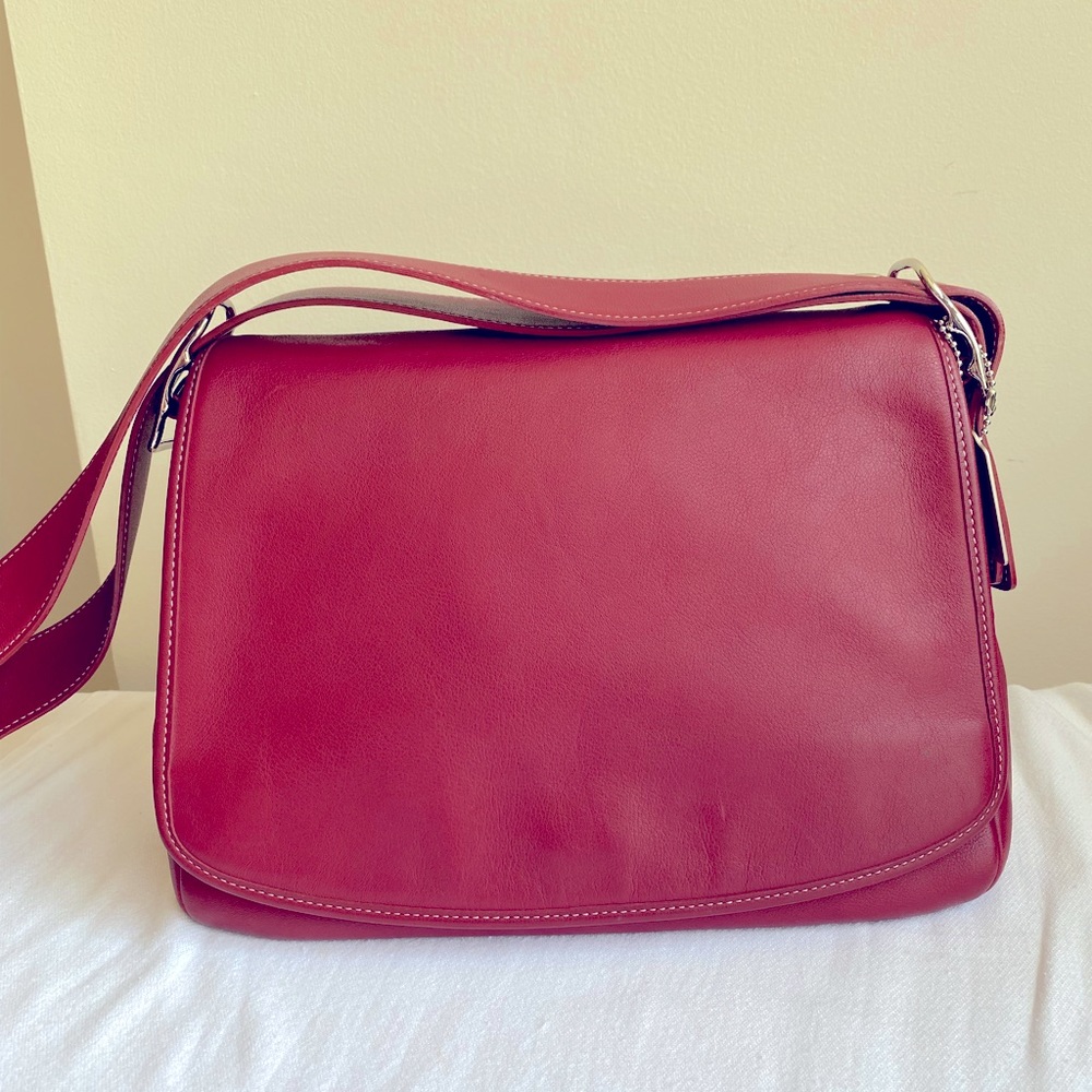 Coach Red Leather Legacy Flap Crossbody Handbag